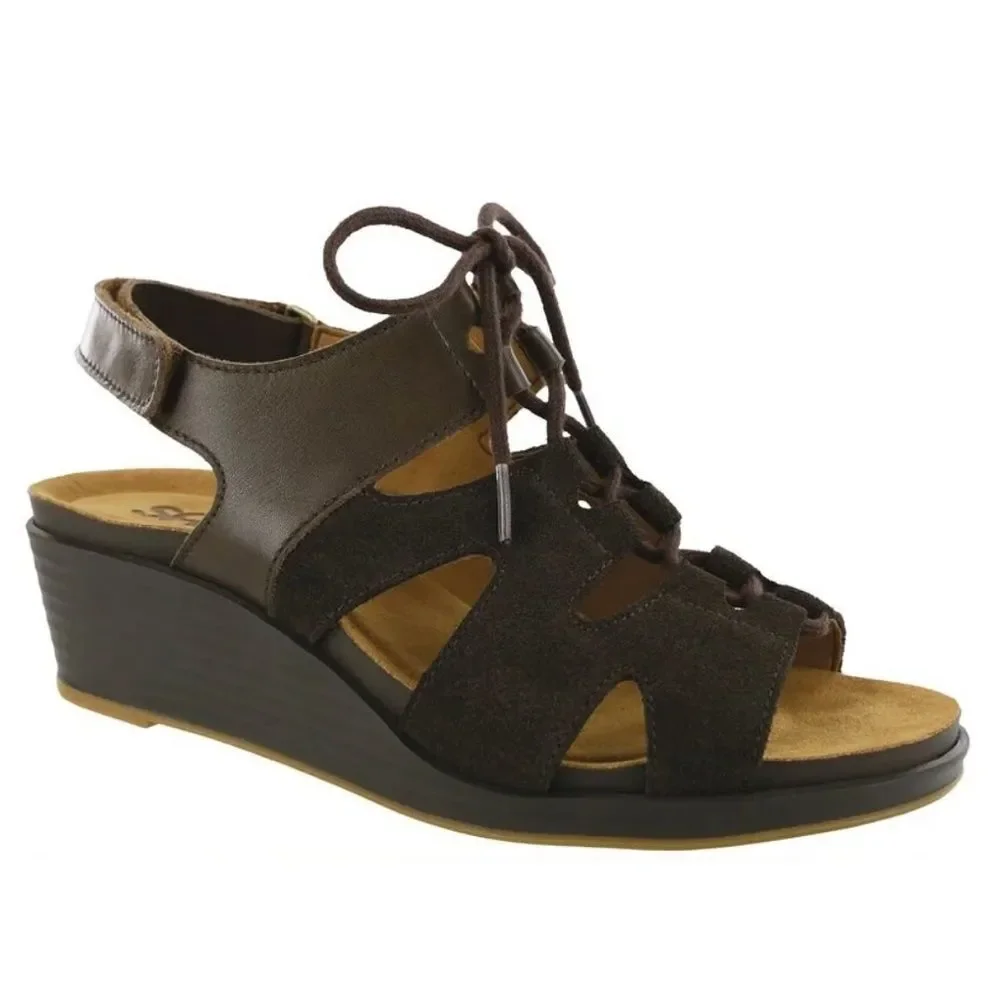 SAS Sedona Sandals Wedges Shoes Woodlands Brown Leather Suede NIB 10.5